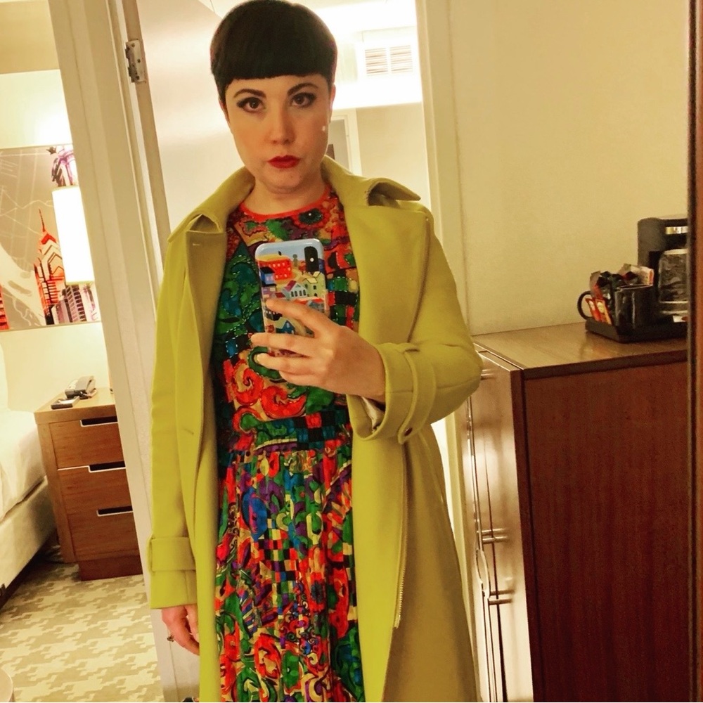 Vibrant Vintage 80s Diane Freis Multicolor Beaded Dress with Long Sleeves